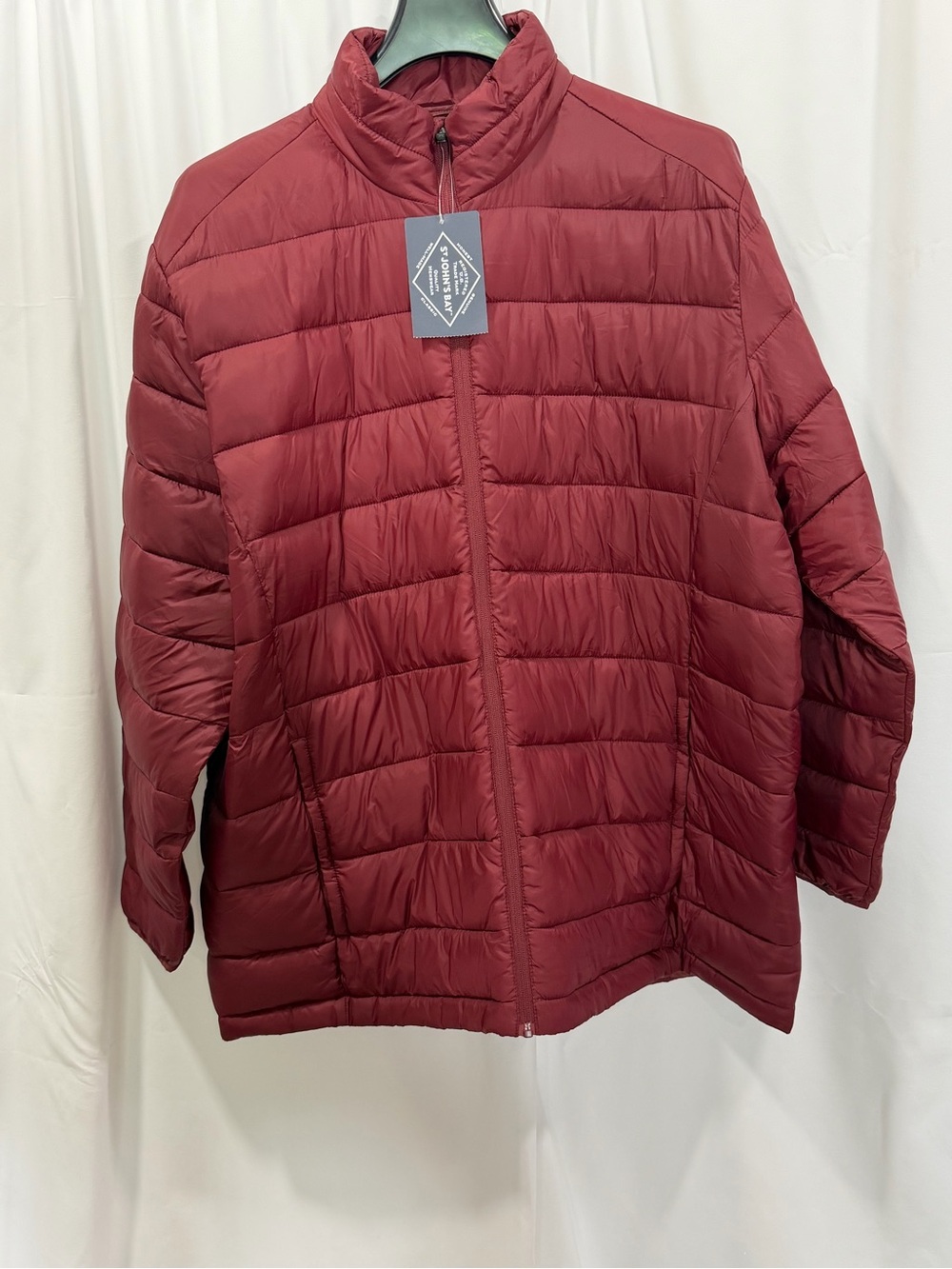 NWT St. John’s Bay Burgundy Lightweight Puffer Jacket Men’s 2XL
